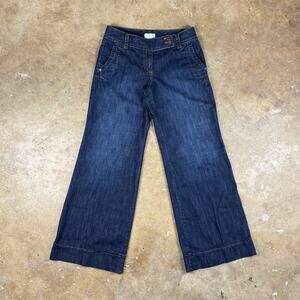 Wide Leg Dark Wash Denim Jeans Women’s Size 4 Mid Rise Trouser Ann Taylor Loft